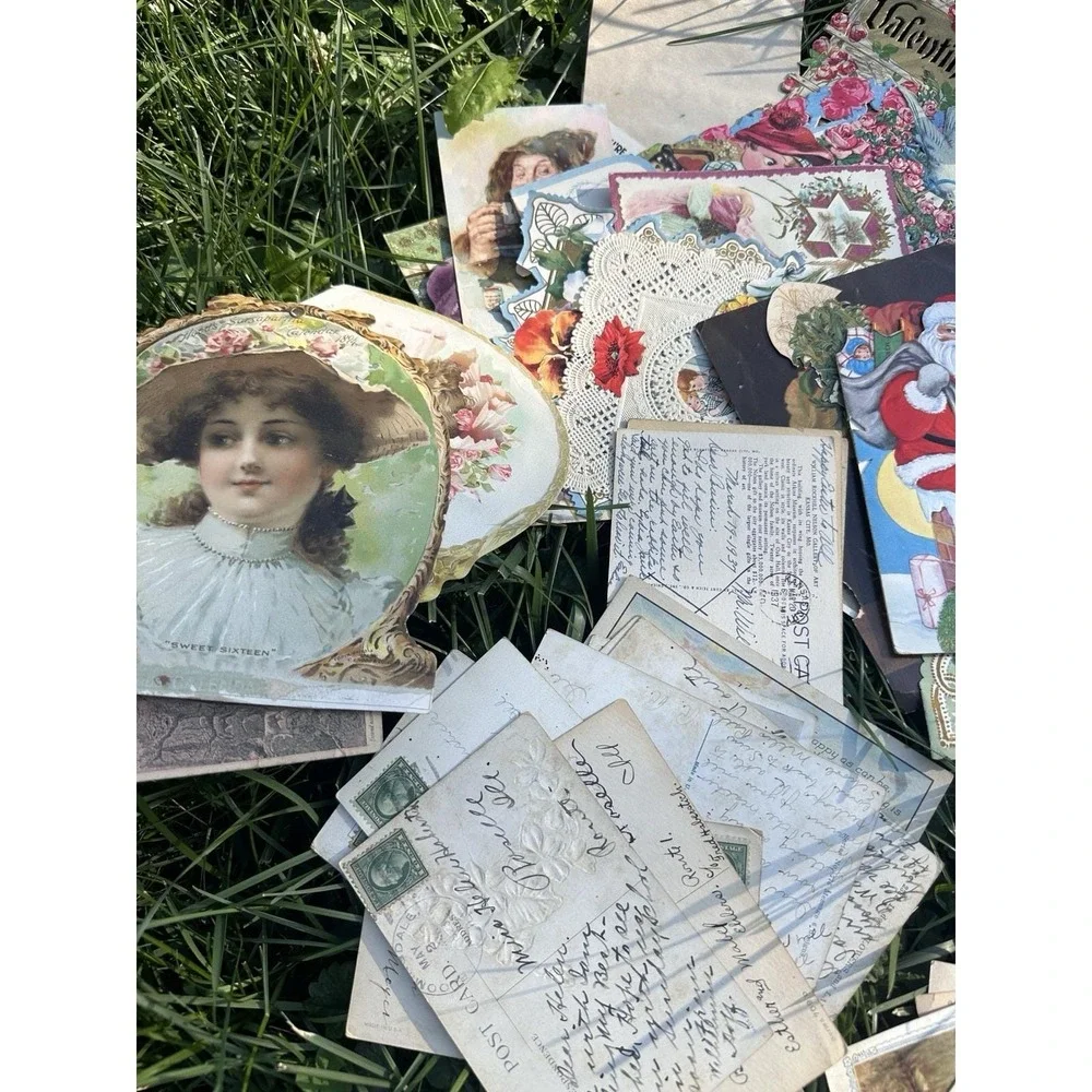 Vintage Antique Letters Valentines Postcards Mail - 1900s-1940s - LETTERS BUNDLE